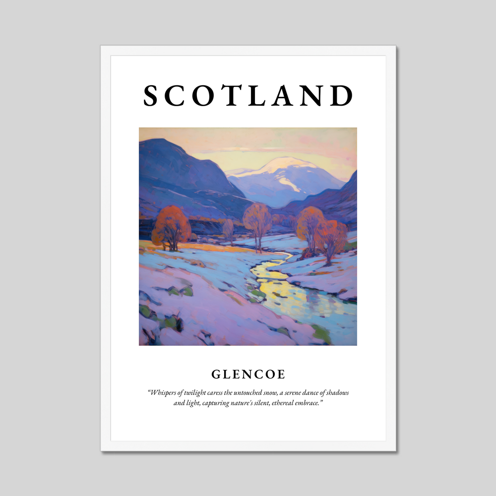 Poster in a white frame with the word Scotland
