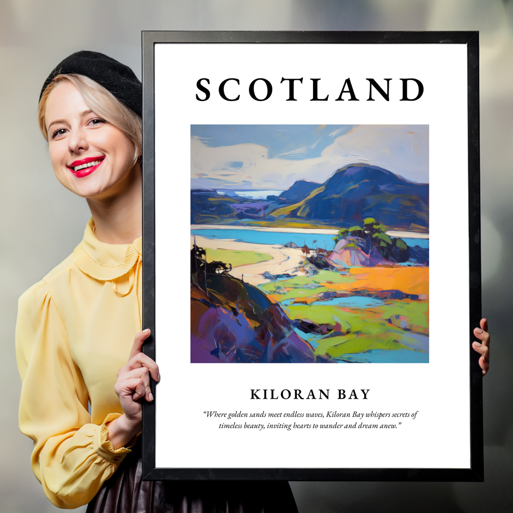 Person holding a poster of Kiloran Bay