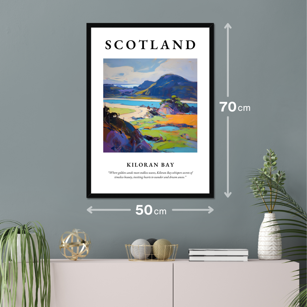 Poster of Kiloran Bay hanging on a wall