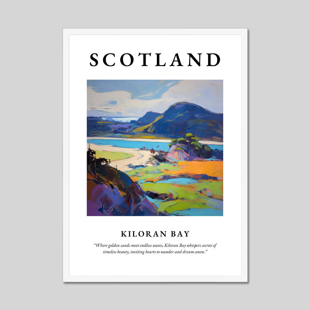 Poster in a white frame with the word Scotland