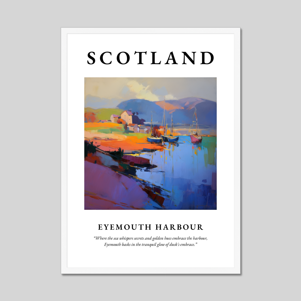 Poster in a white frame with the word Scotland