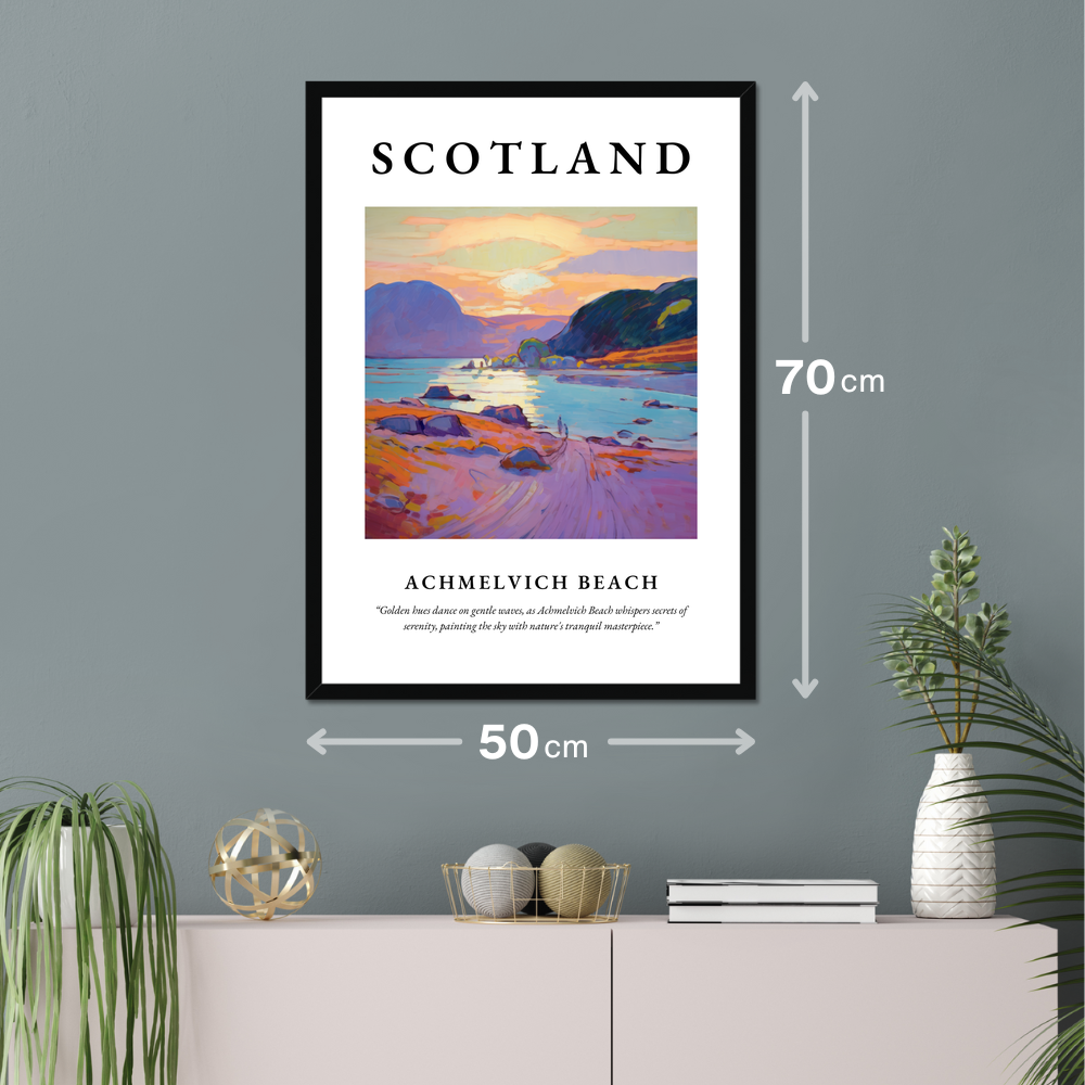 Poster of Achmelvich Beach hanging on a wall