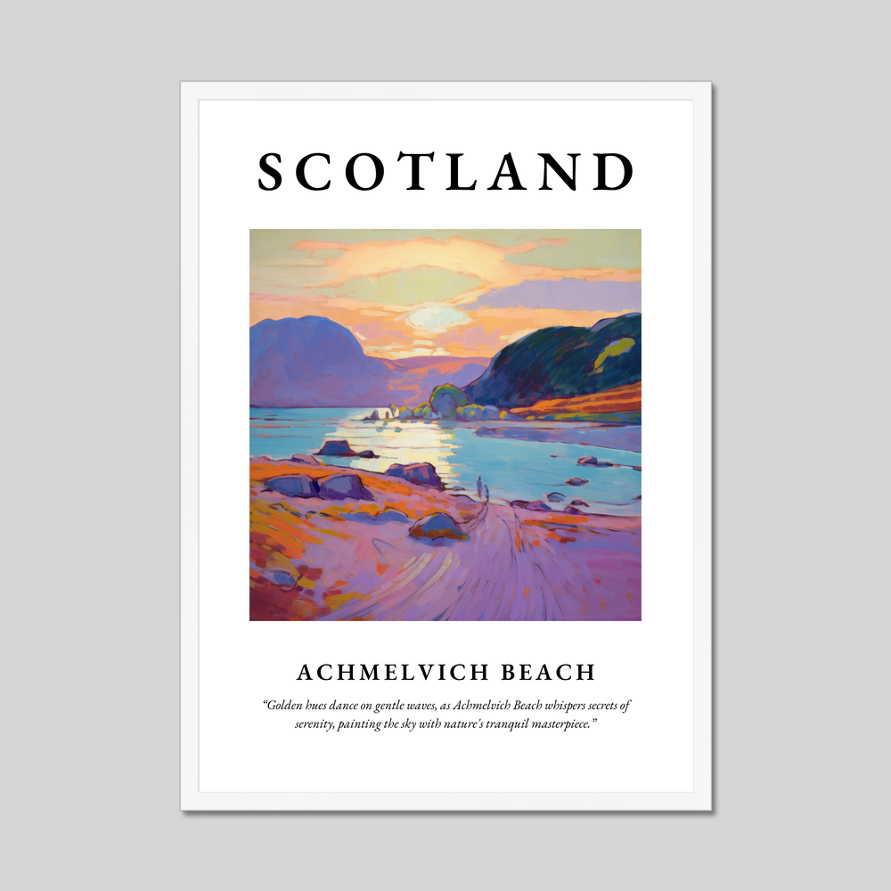 Poster in a white frame with the word Scotland