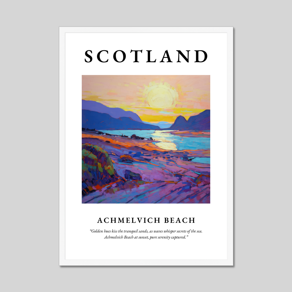 Poster in a white frame with the word Scotland