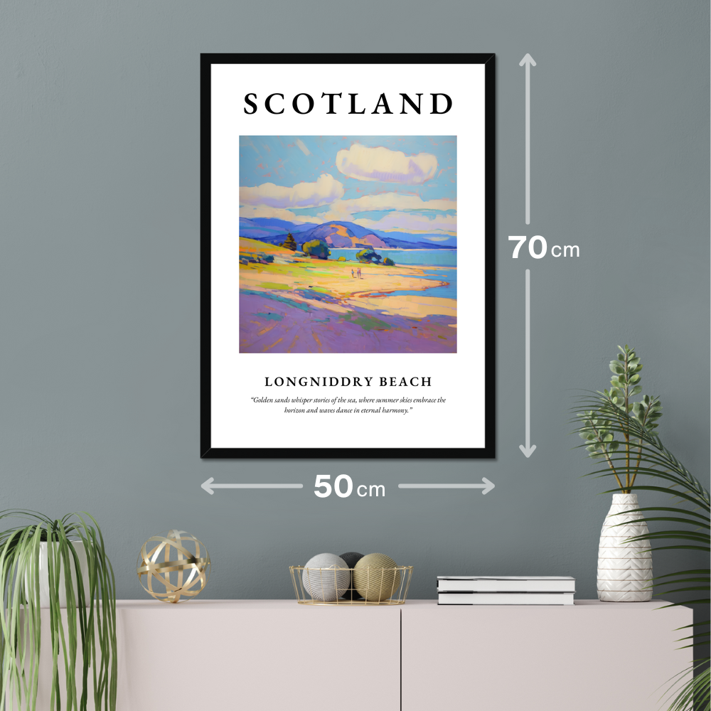 Poster of Longniddry Beach hanging on a wall