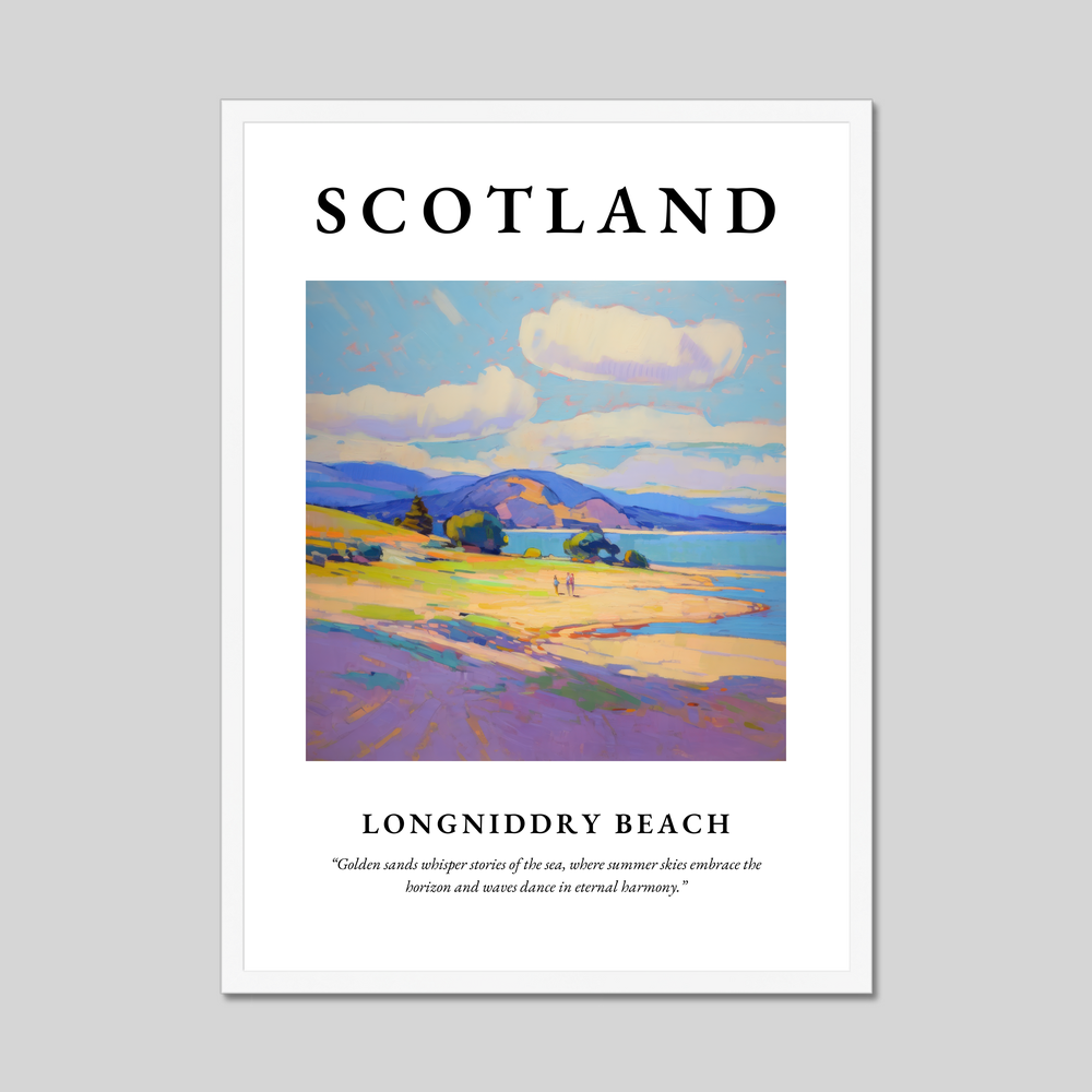 Poster in a white frame with the word Scotland