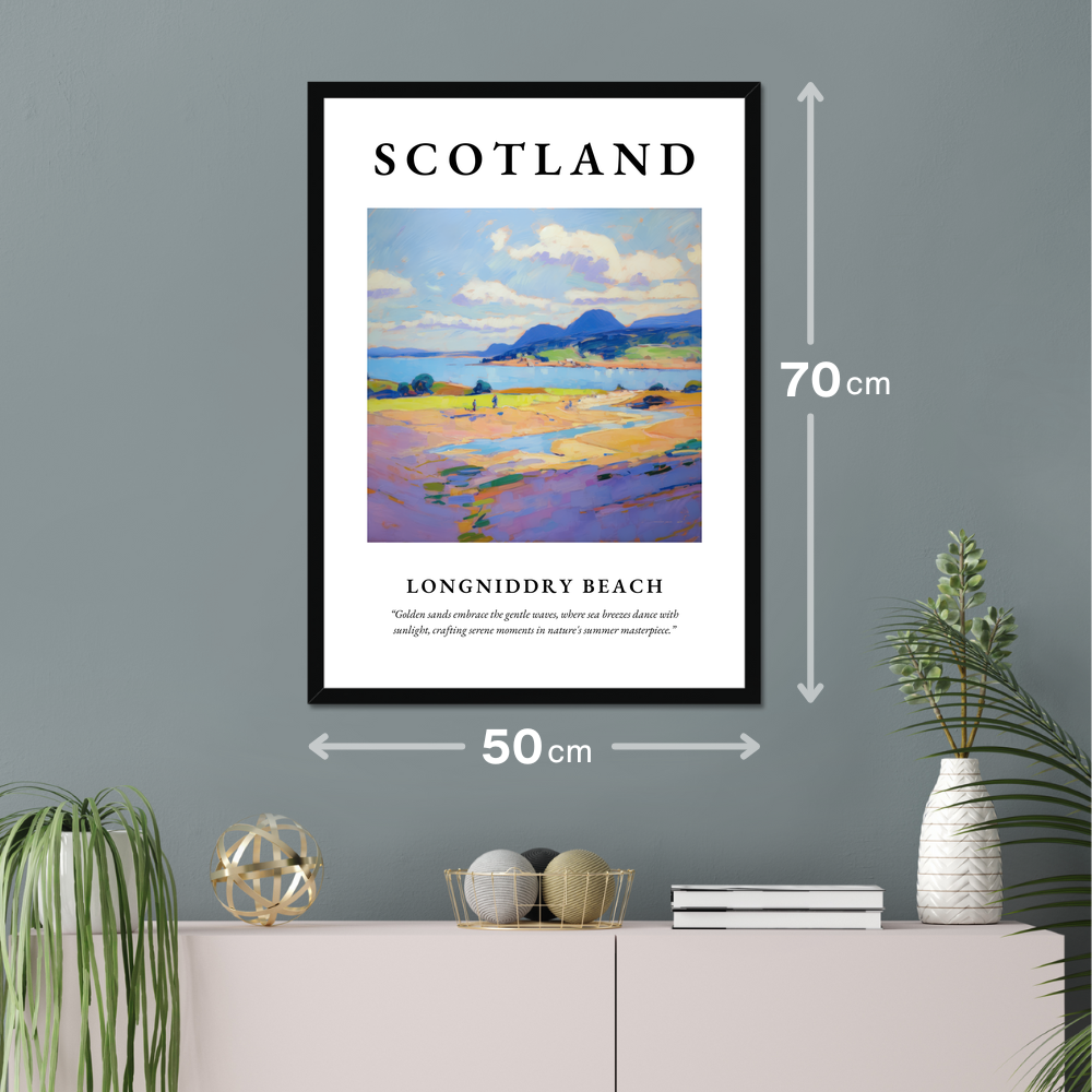 Poster of Longniddry Beach hanging on a wall