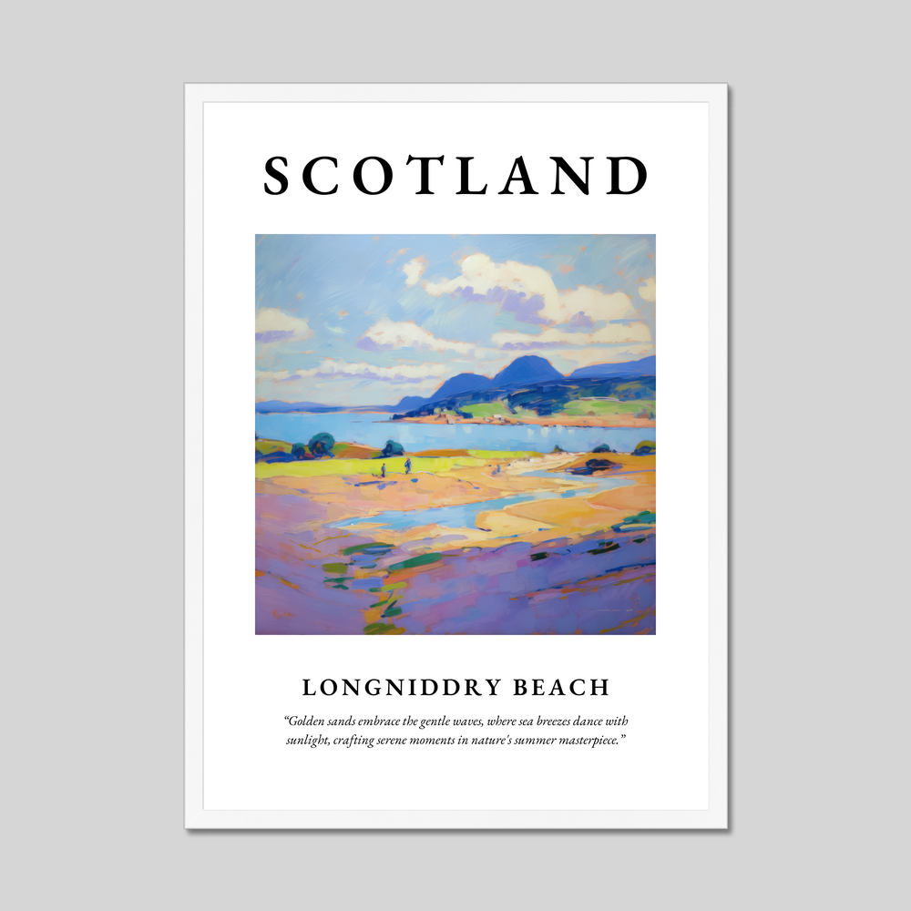 Poster in a white frame with the word Scotland