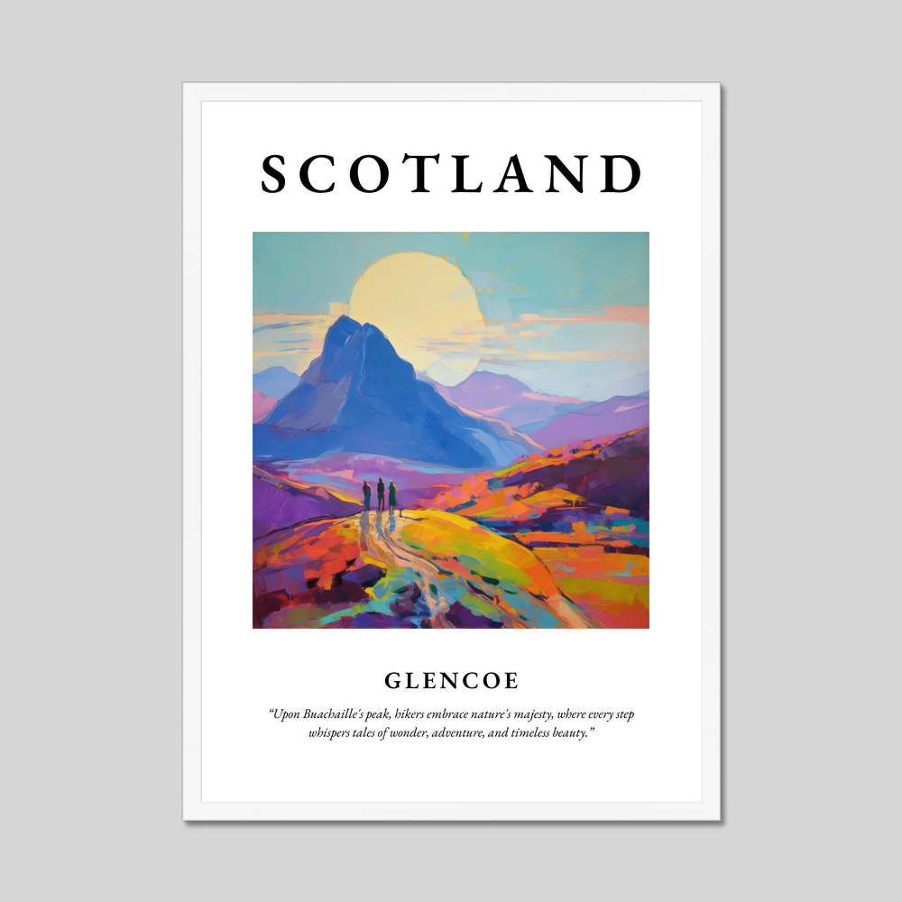 Poster in a white frame with the word Scotland