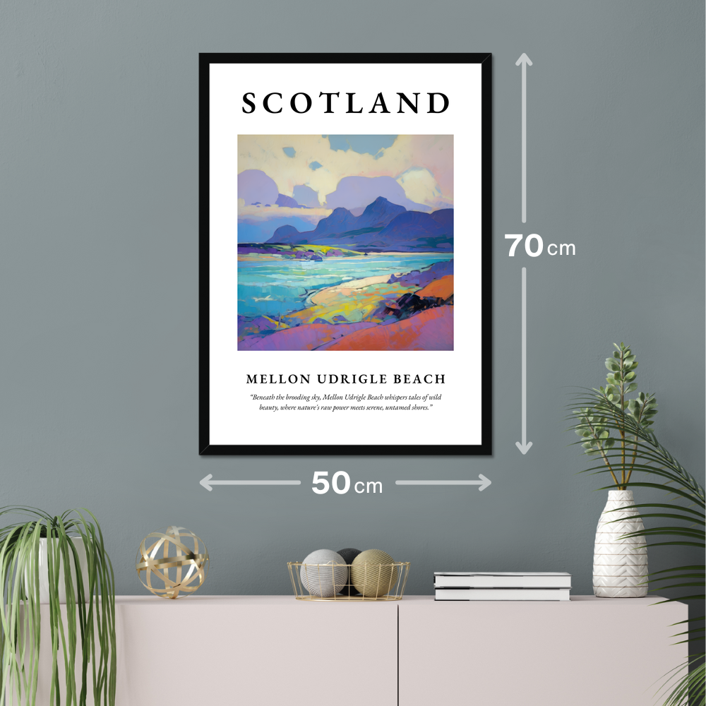 Poster of Mellon Udrigle Beach hanging on a wall