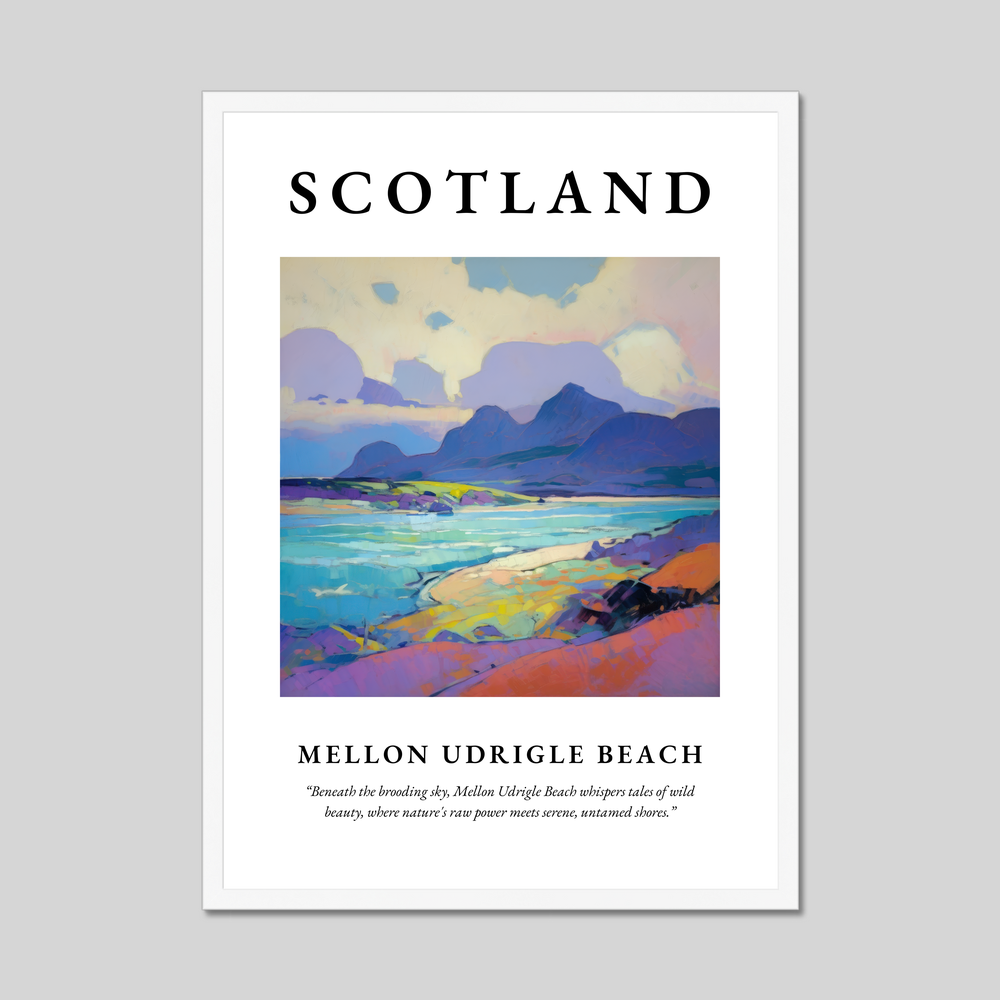 Poster in a white frame with the word Scotland