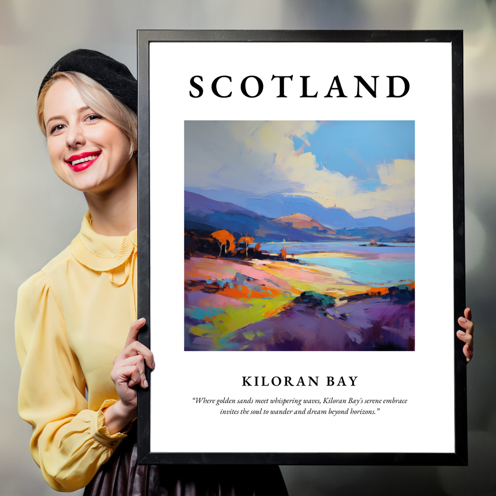 Person holding a poster of Kiloran Bay