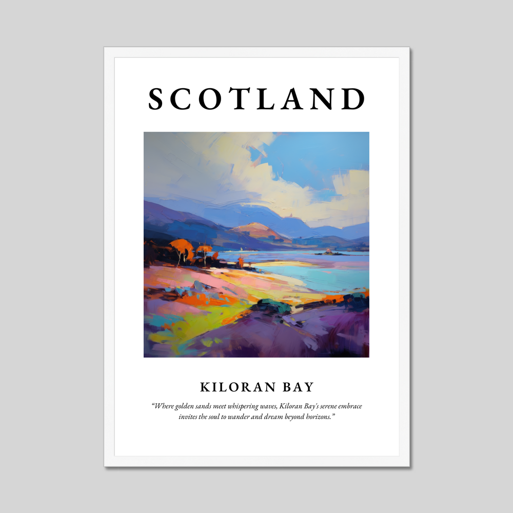 Poster in a white frame with the word Scotland