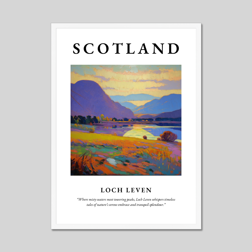 Poster in a white frame with the word Scotland