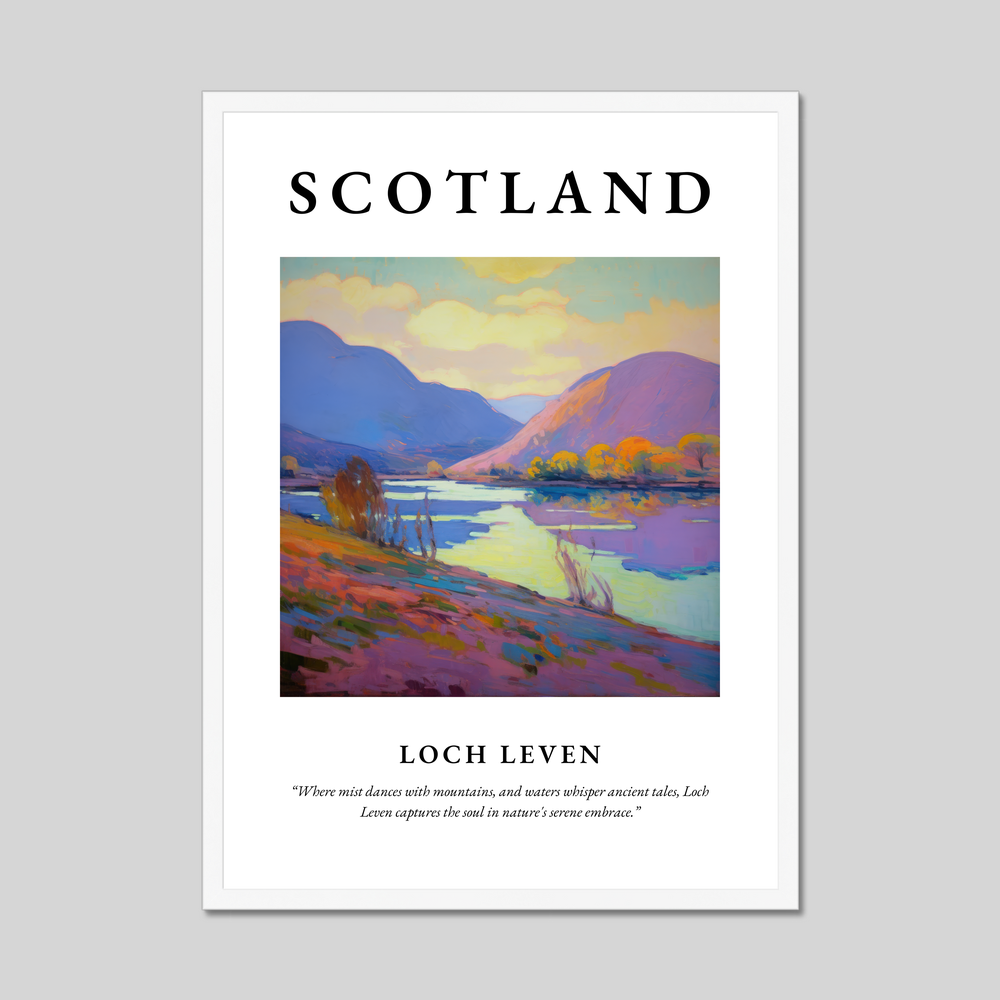 Poster in a white frame with the word Scotland