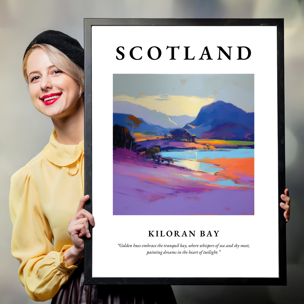 Person holding a poster of Kiloran Bay