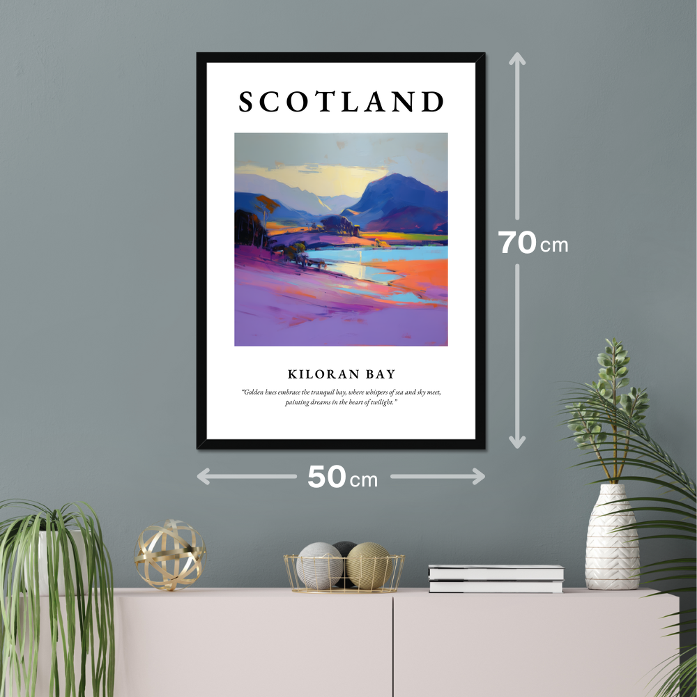 Poster of Kiloran Bay hanging on a wall
