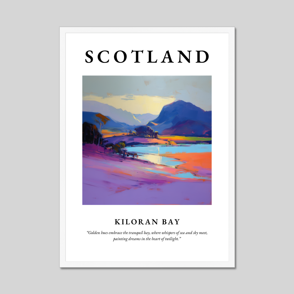 Poster in a white frame with the word Scotland