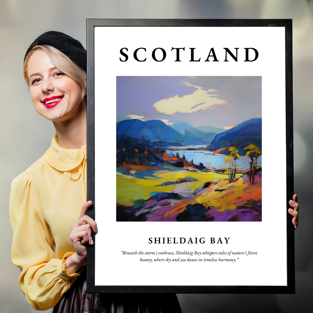 Person holding a poster of Shieldaig Bay