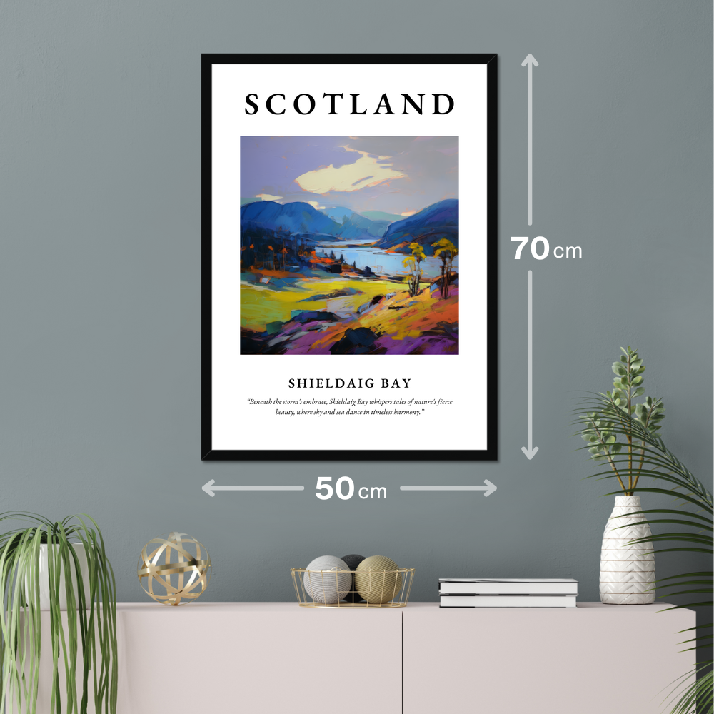 Poster of Shieldaig Bay hanging on a wall