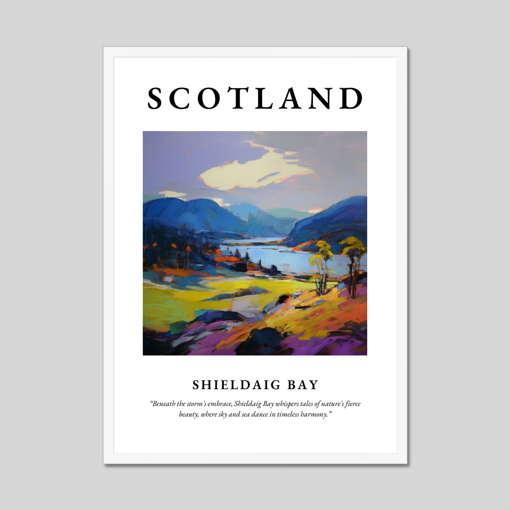 Poster in a white frame with the word Scotland