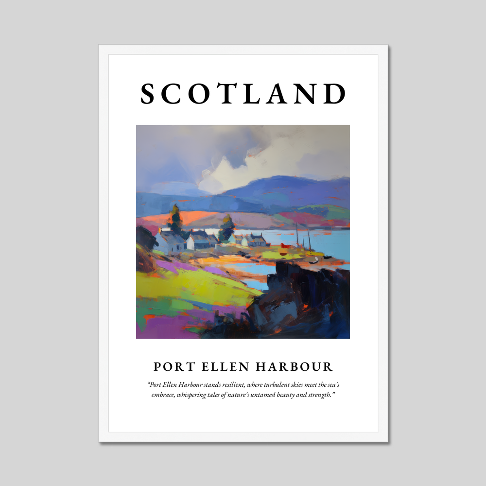 Poster in a white frame with the word Scotland