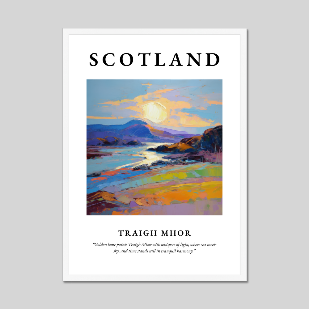Poster in a white frame with the word Scotland