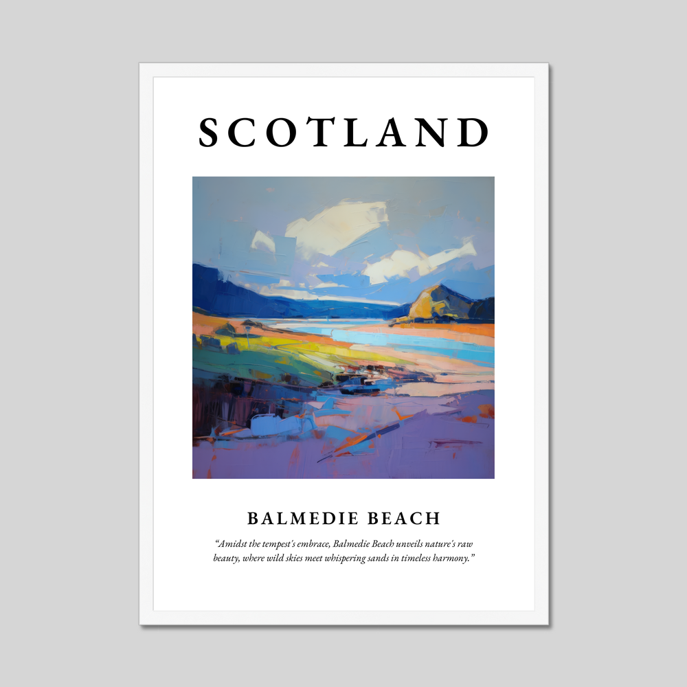 Poster in a white frame with the word Scotland