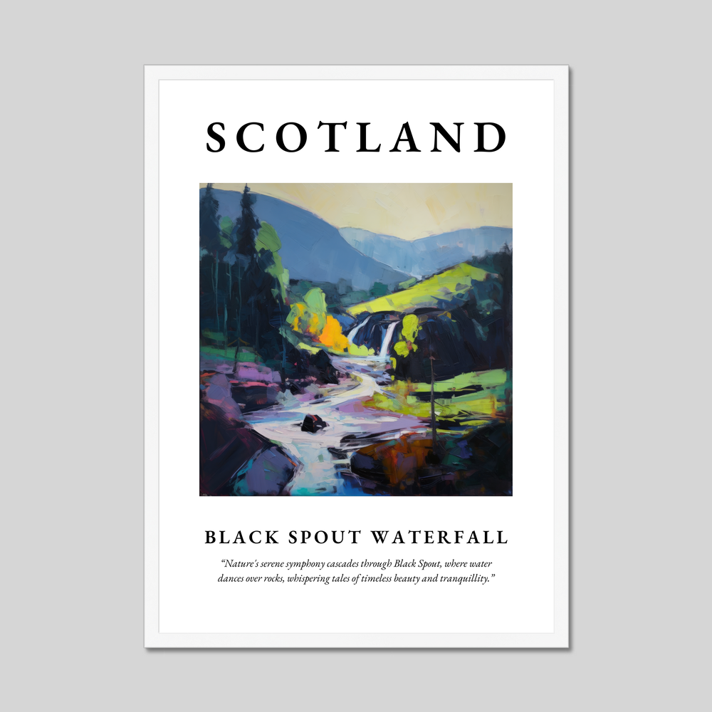 Poster in a white frame with the word Scotland