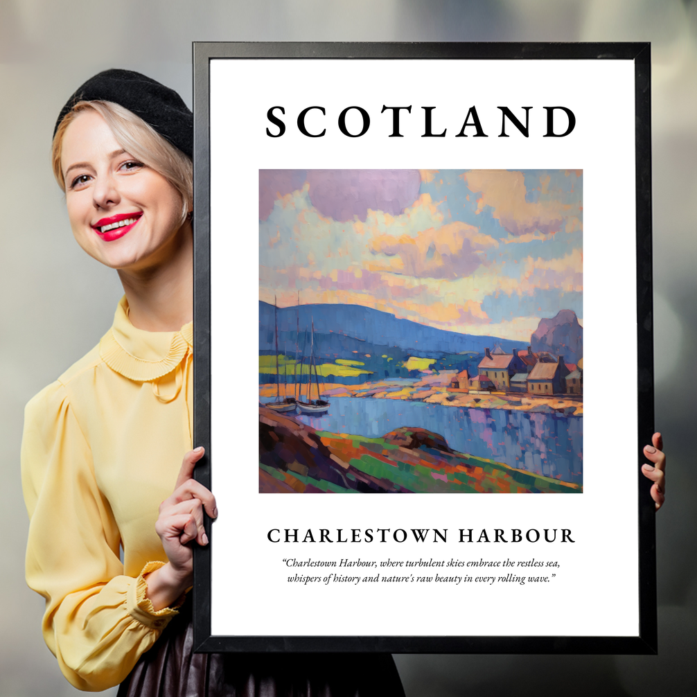 Person holding a poster of Charlestown Harbour