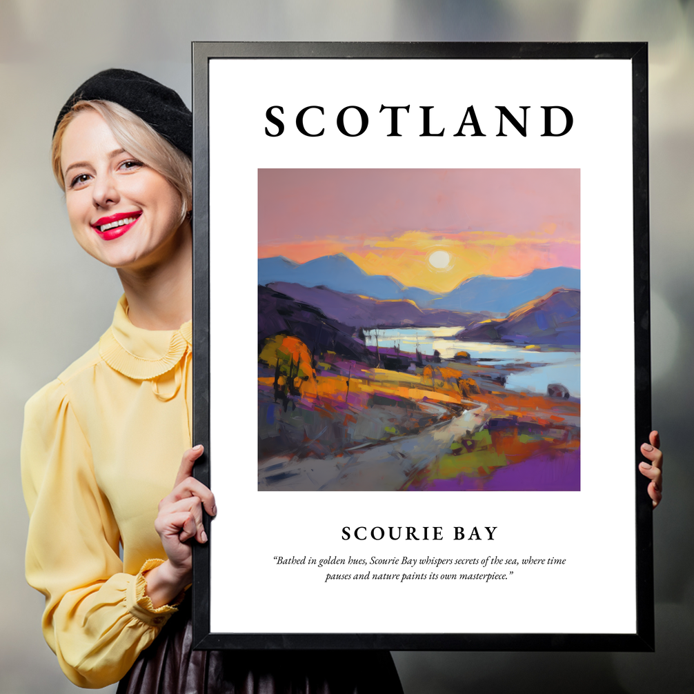 Person holding a poster of Scourie Bay