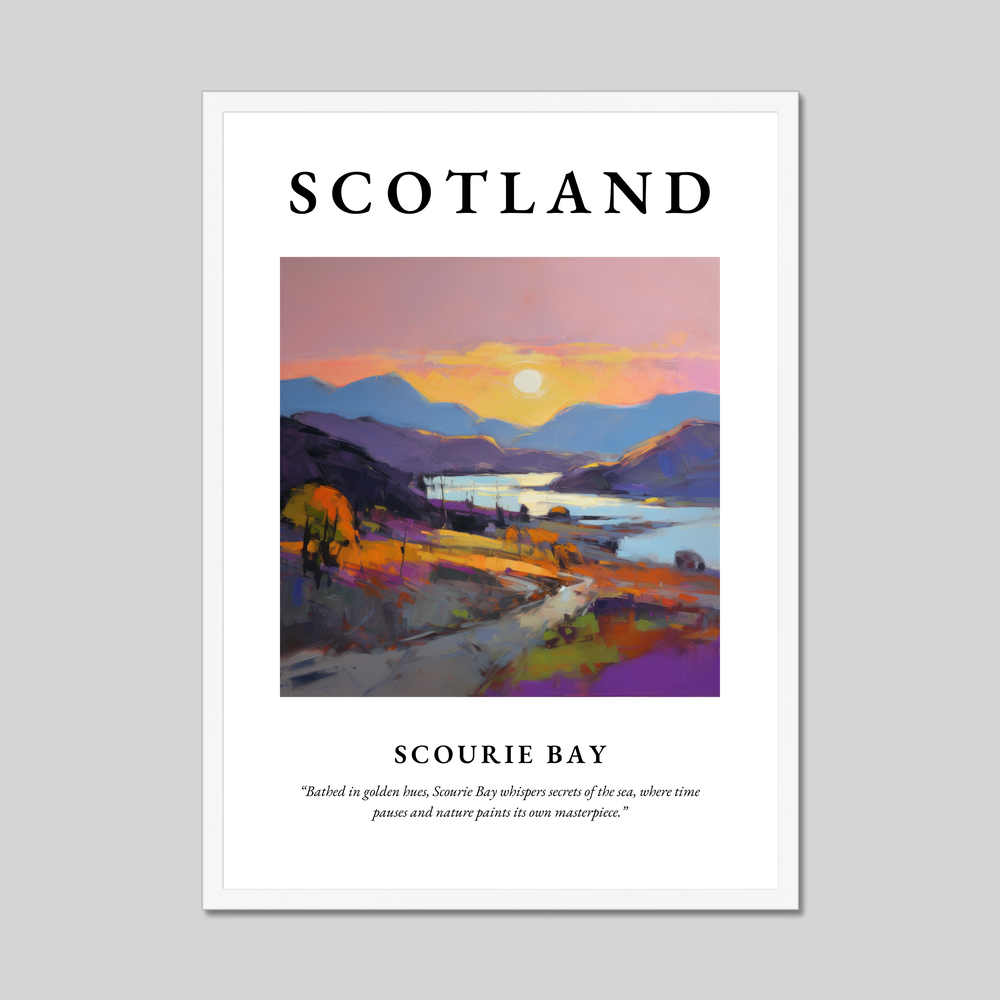 Poster in a white frame with the word Scotland