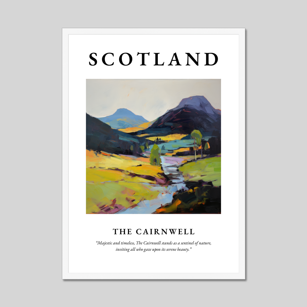 Poster in a white frame with the word Scotland