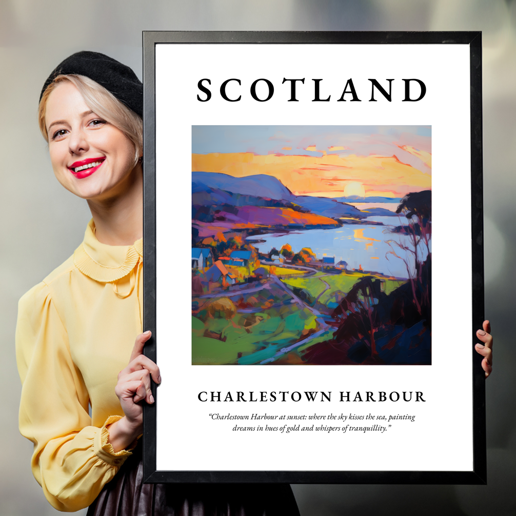 Person holding a poster of Charlestown Harbour