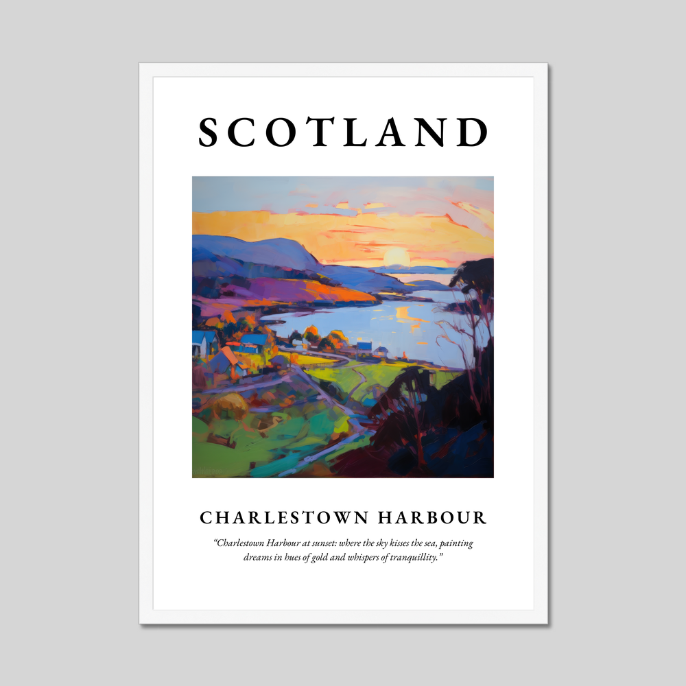 Poster in a white frame with the word Scotland