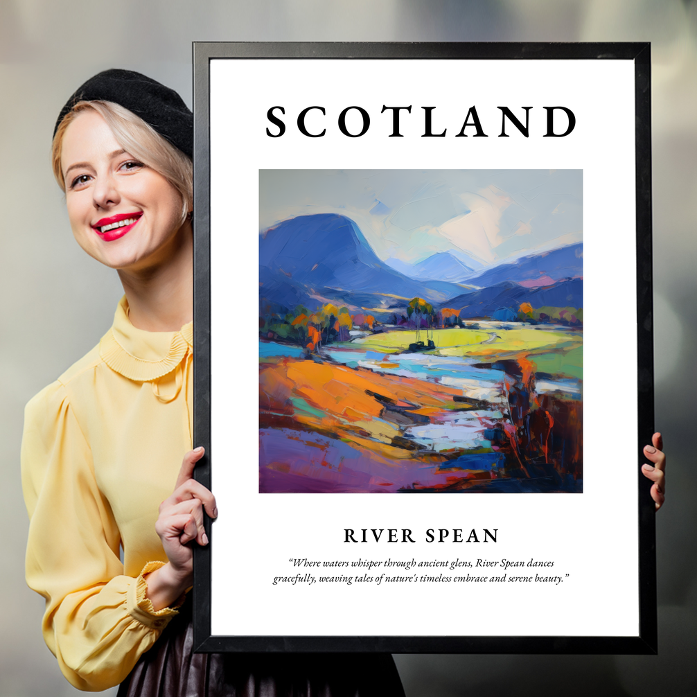 Person holding a poster of River Spean