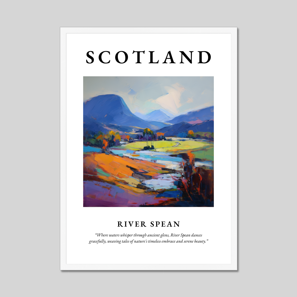 Poster in a white frame with the word Scotland
