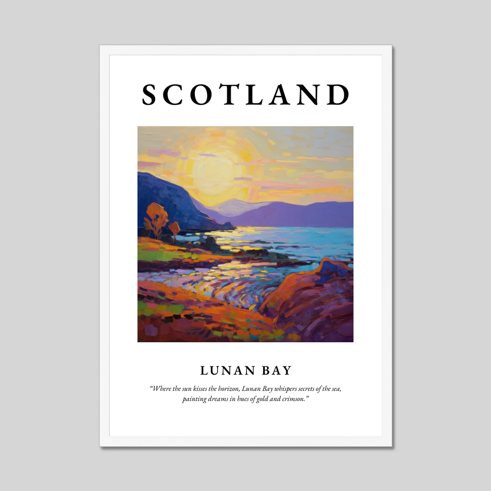 Poster in a white frame with the word Scotland