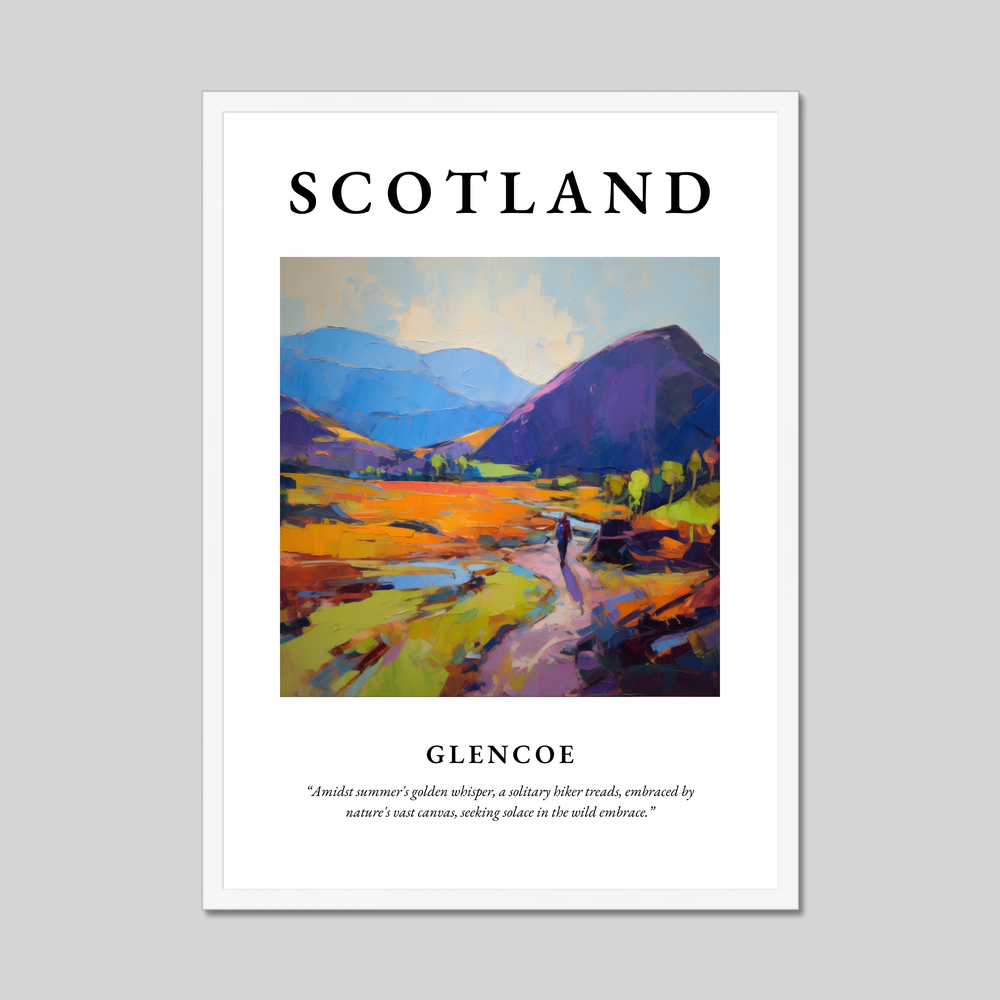 Poster in a white frame with the word Scotland