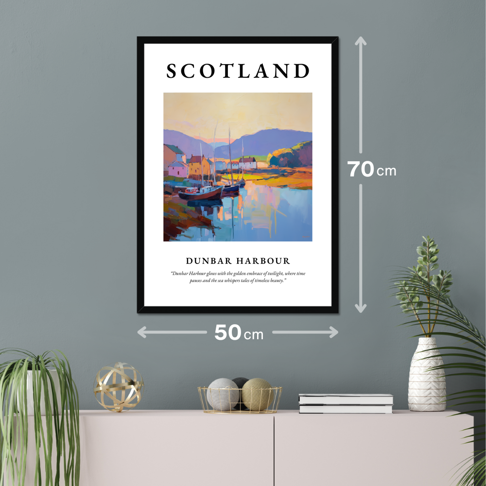 Poster of Dunbar Harbour hanging on a wall