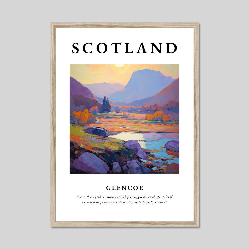 Poster in a natural frame with the word Scotland