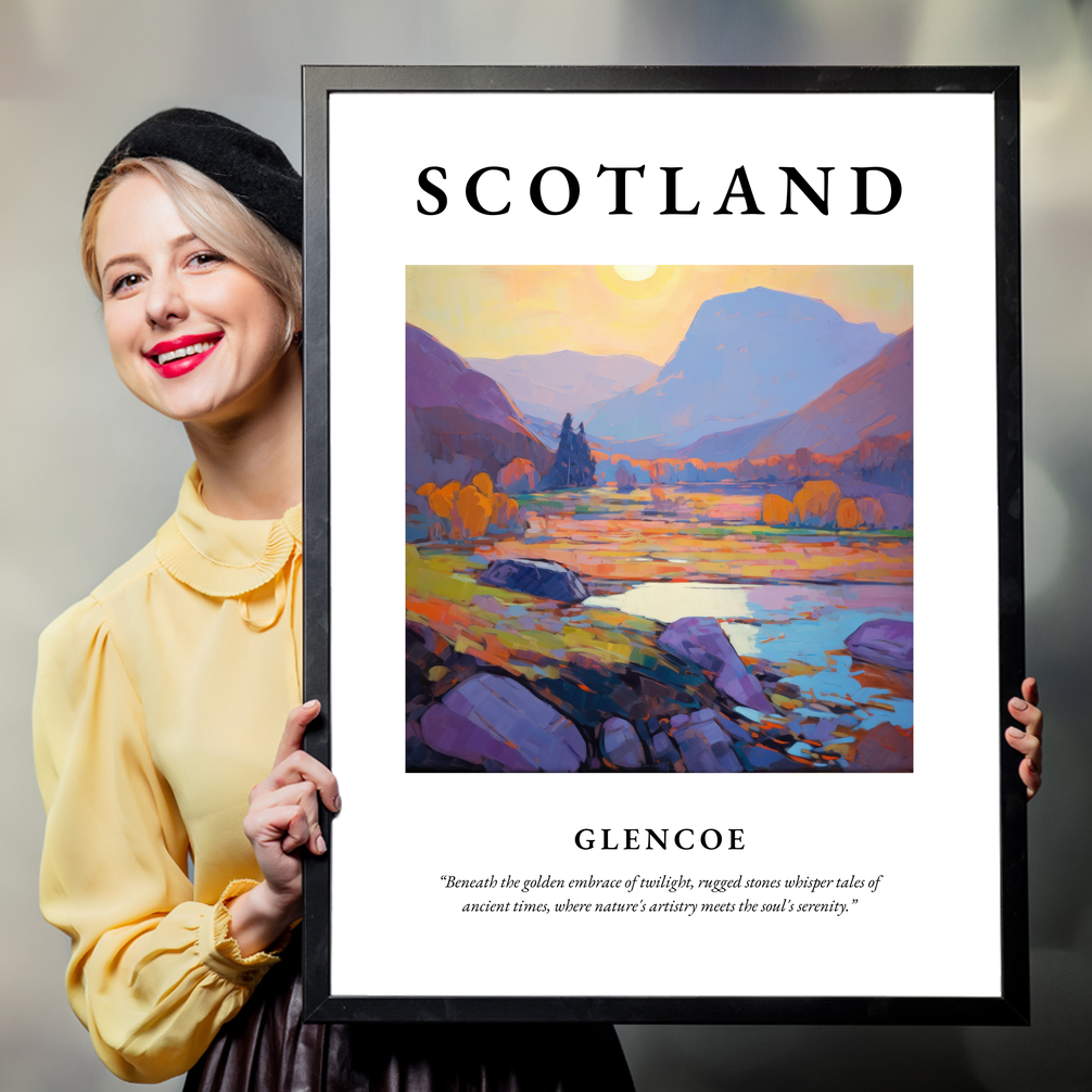 Person holding a poster of Glencoe