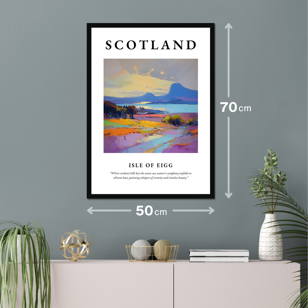 Poster of Isle of Eigg hanging on a wall