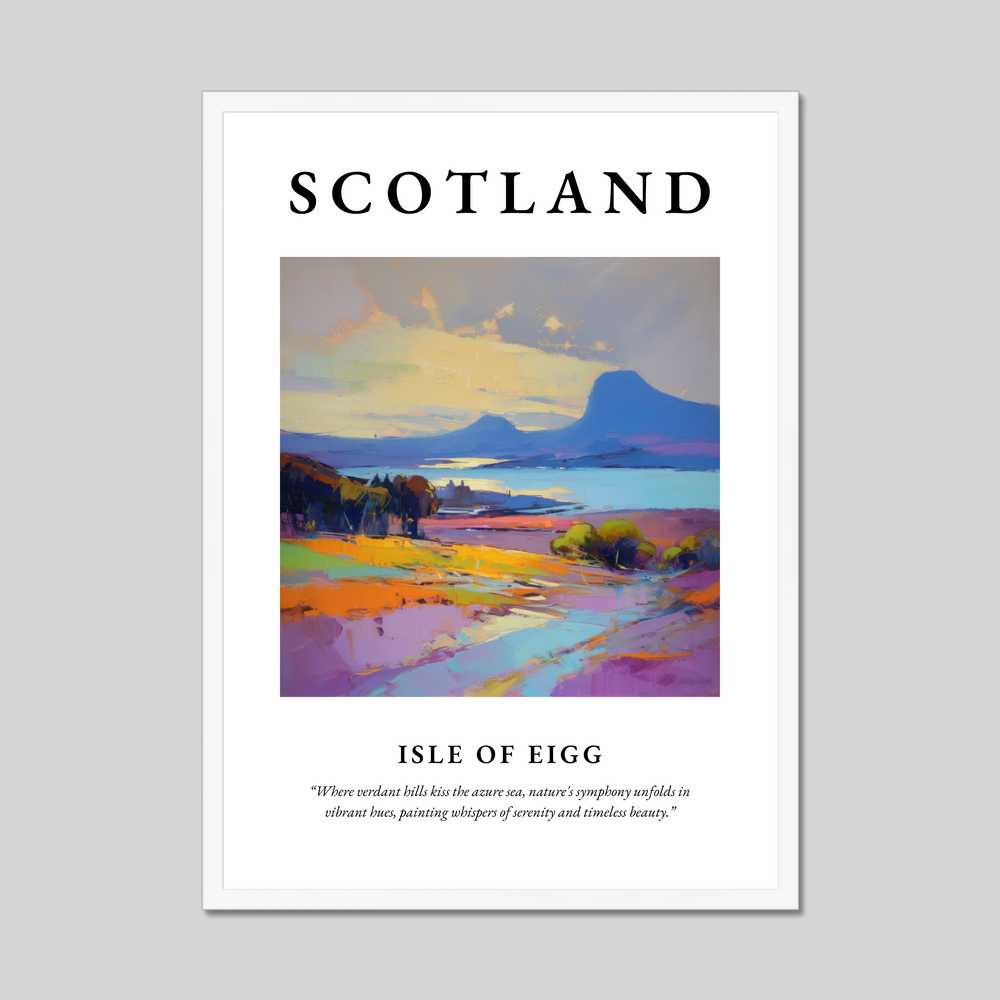 Poster in a white frame with the word Scotland