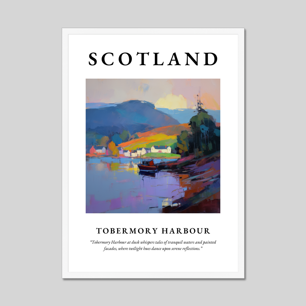 Poster in a white frame with the word Scotland