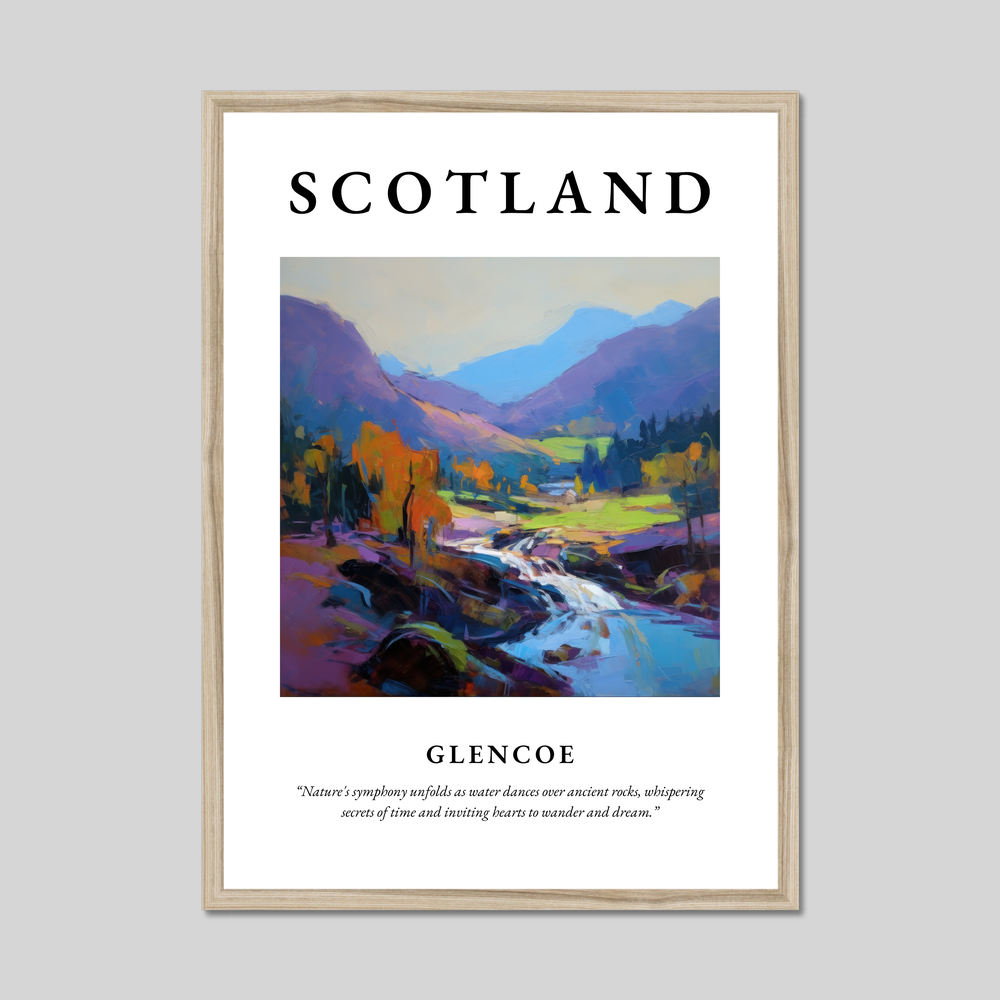 Poster in a natural frame with the word Scotland
