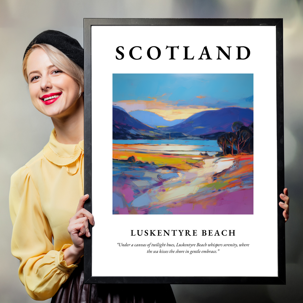 Person holding a poster of Luskentyre Beach