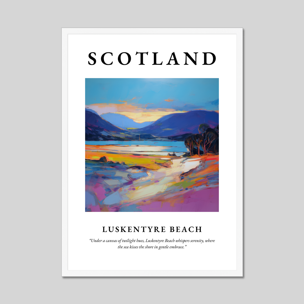 Poster in a white frame with the word Scotland