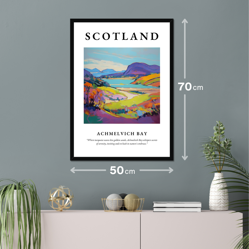 Poster of Achmelvich Bay hanging on a wall