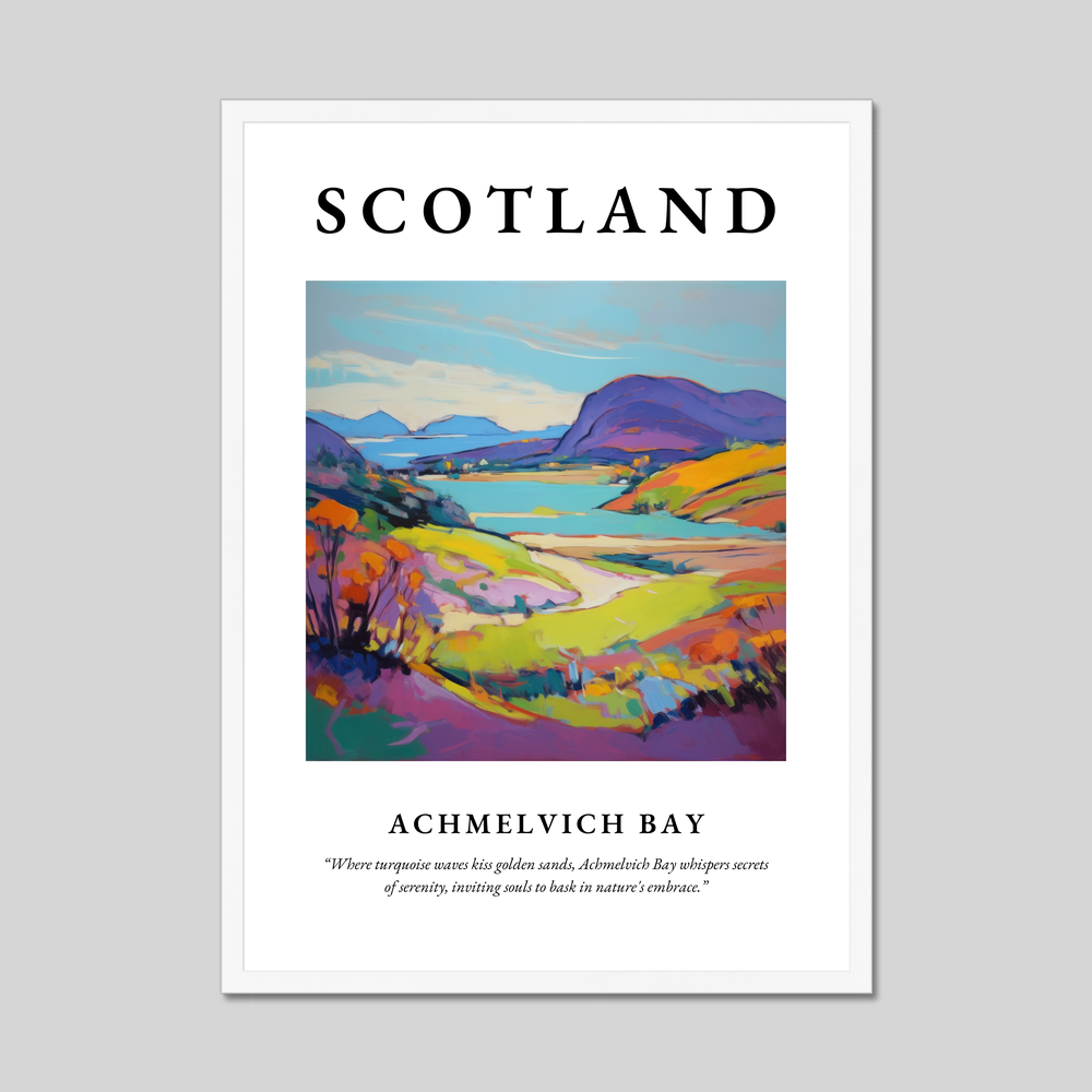 Poster in a white frame with the word Scotland